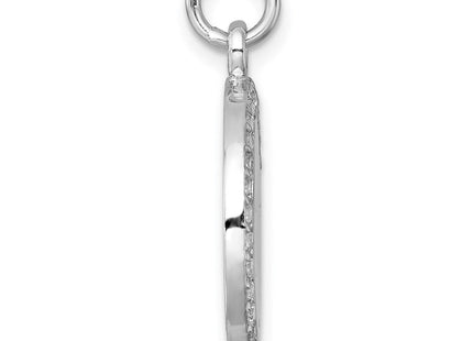 Sterling Silver Rhodium-plated Polished CZ Engraveable Circle Pendant (Style QC11543)