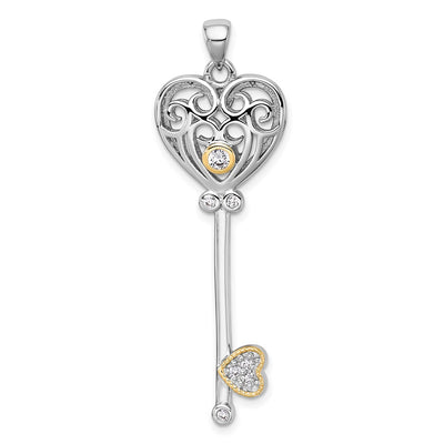 Sterling silver cubic zirconia heart pendant