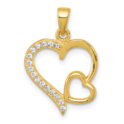 Sterling silver cubic zirconia heart pendant