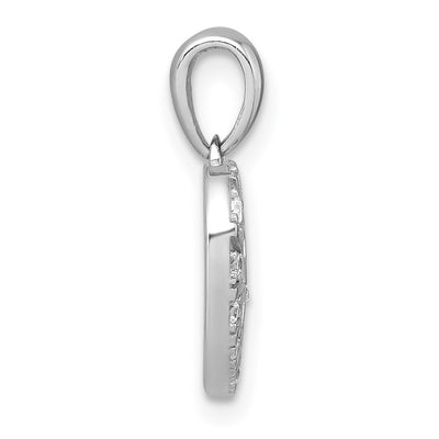 Sterling Silver Rhodium-plated Polished CZ Star in Heart Pendant