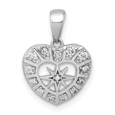 Sterling silver cubic zirconia heart pendant