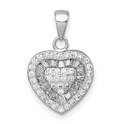 Sterling silver cubic zirconia heart pendant
