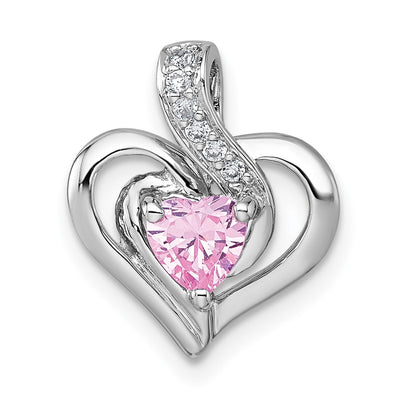 Sterling silver cubic zirconia heart chain