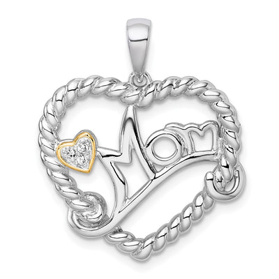 Sterling silver cubic zirconia heart pendant