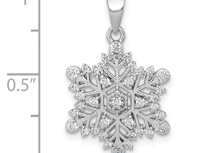 Sterling Silver Rhodium-plated Polished CZ Snowflake Pendant (Style QC11560)