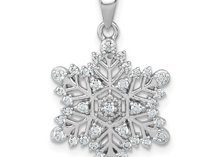 Sterling Silver Rhodium-plated Polished CZ Snowflake Pendant (Style QC11560)