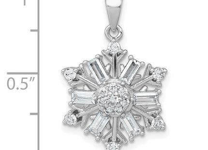 Sterling silver cubic zirconia snowflake pendant, further view