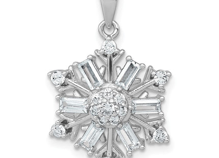 Sterling silver cubic zirconia snowflake pendant