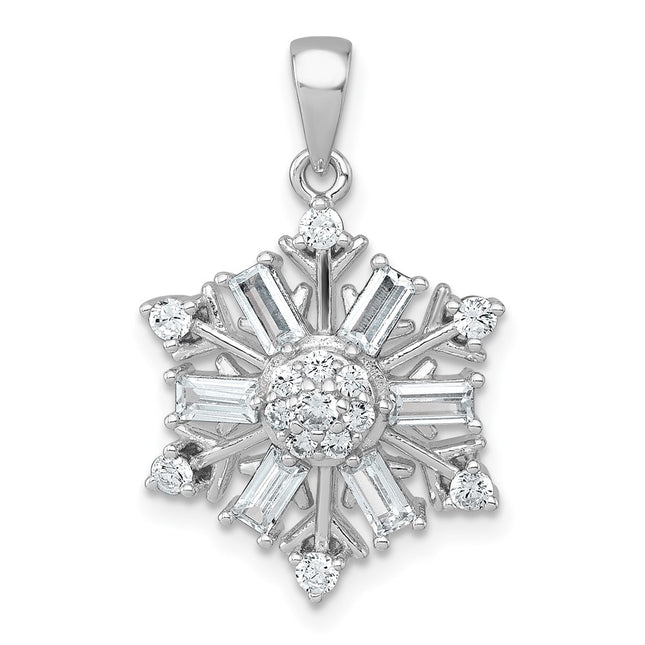 Sterling silver cubic zirconia snowflake pendant