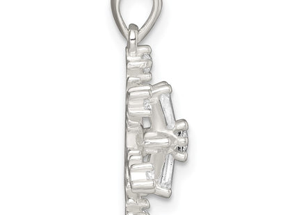Sterling silver cubic zirconia snowflake pendant, alternate view