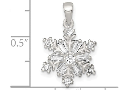 Sterling silver cubic zirconia snowflake pendant, further view