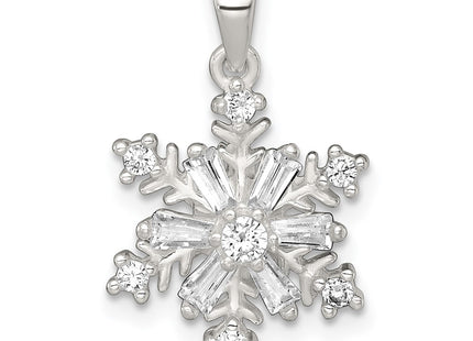 Sterling silver cubic zirconia snowflake pendant