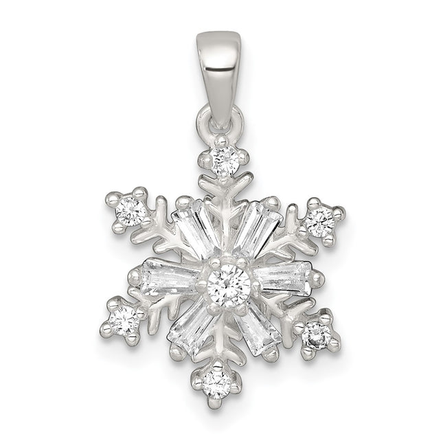 Sterling silver cubic zirconia snowflake pendant