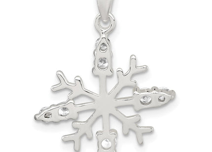 Sterling Silver Polished CZ Snowflake Pendant
