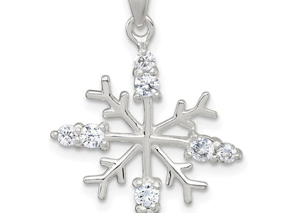 Sterling Silver Polished CZ Snowflake Pendant