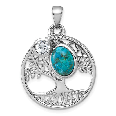 Sterling silver cubic zirconia tree of life pendant