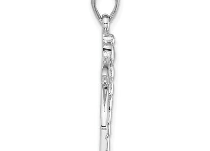 Sterling Silver Rhodium-plated Polished Abalone Dragonfly Pendant (Style QC11573)