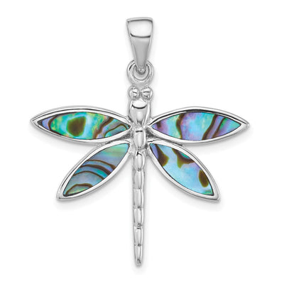 Sterling silver abalone dragonfly pendant