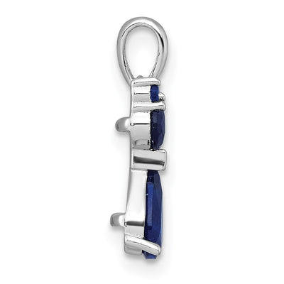 Sterling Silver Rhodium-plated Blue Lab Created Sapphire Cat Pendant