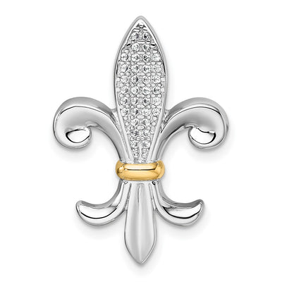 Sterling silver cubic zirconia fleur de lis chain