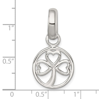 Sterling Silver Polished Cut-out 3-leaf Clover in Circle Pendant