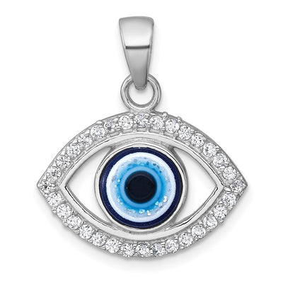 Sterling silver cubic zirconia evil eye pendant
