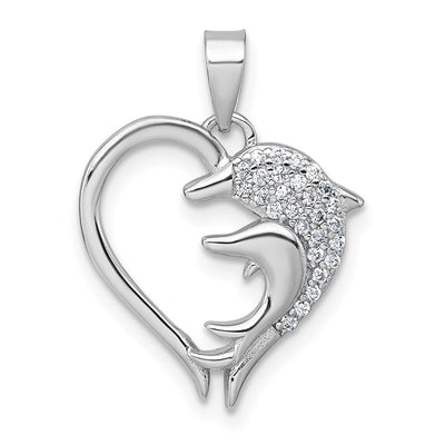 Sterling silver cubic zirconia heart pendant
