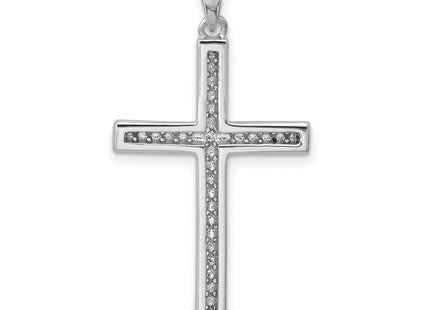Sterling Silver Rhodium-plated Polished Pave CZ Latin Cross Pendant (Style QC11604)