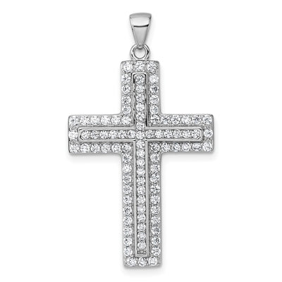 Sterling silver cubic zirconia cross pendant