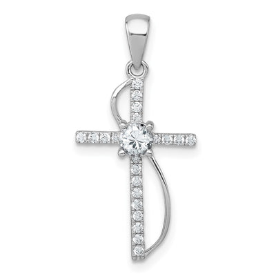 Sterling silver cubic zirconia cross pendant
