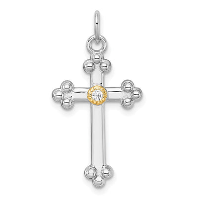 Sterling silver cubic zirconia cross pendant