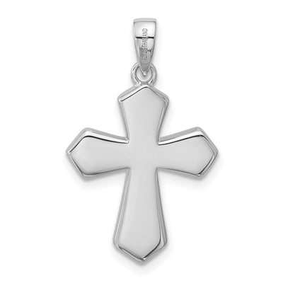 Sterling Silver Rhodium-plated Polished Black Enameled Cross Pendant
