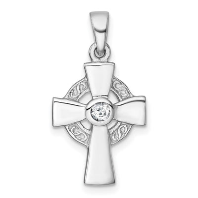 Sterling silver cubic zirconia cross pendant