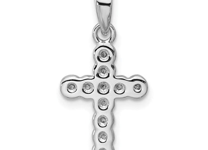Sterling Silver Rhodium-plated CZ Polished Cross Pendant (Style QC11618)
