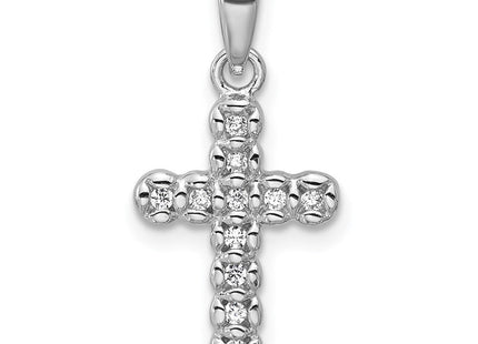 Sterling Silver Rhodium-plated CZ Polished Cross Pendant (Style QC11618)
