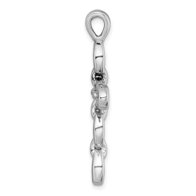 Sterling Silver Rhodium-plated Polished Puffed Mariner/Anchor Link Cross Pendant