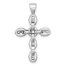Sterling Silver Rhodium-plated Polished Puffed Mariner/Anchor Link Cross Pendant