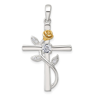 Sterling silver cubic zirconia cross pendant