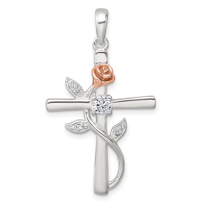 Sterling silver cubic zirconia cross pendant