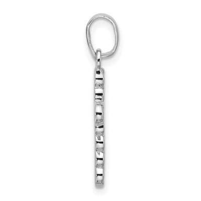 Sterling Silver Rhodium-plated CZ Polished Cross Pendant, 26.4 x 12.8mm