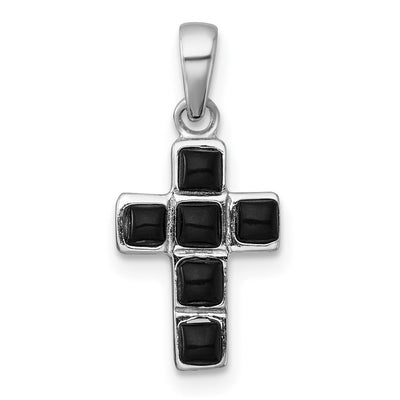Sterling silver onyx cross pendant