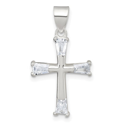Sterling silver cubic zirconia cross pendant