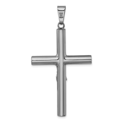 Sterling Silver Ruthenium-plated Polished Crucifix Pendant, 62.7 x 33.6mm