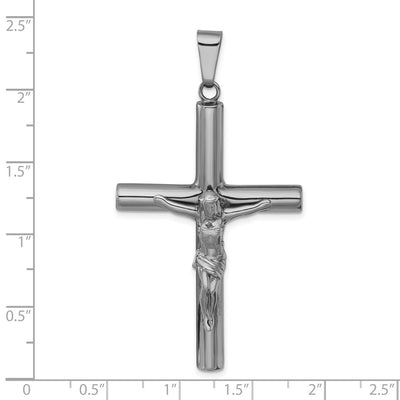 Sterling Silver Ruthenium-plated Polished Crucifix Pendant, 62.7 x 33.6mm