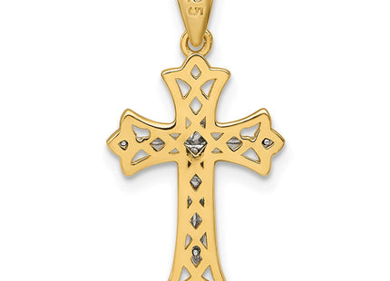 Sterling Silver Gold-tone and Rhodium-plated Polished Crucifix Cross Pendant (Style QC11654)