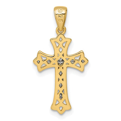 Sterling Silver Gold-tone and Rhodium-plated Polished Crucifix Cross Pendant, 27.6 x 13.7mm