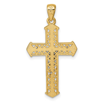 Sterling Silver Gold-tone and Rhodium-plated Polished Crucifix Cross Pendant, 35.3 x 18.8mm