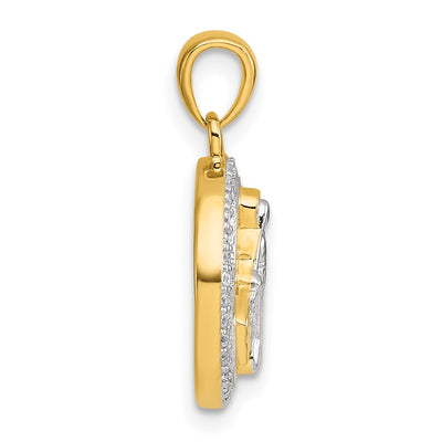 Sterling Silver Gold-tone and Rhodium-plated Polished Miraculous Medal Pendant, 21 x 11.5mm