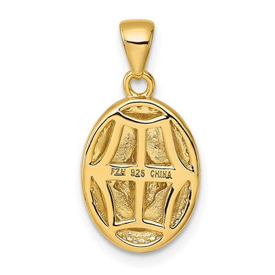 Sterling Silver Gold-tone and Rhodium-plated Polished Miraculous Medal Pendant, 21 x 11.5mm