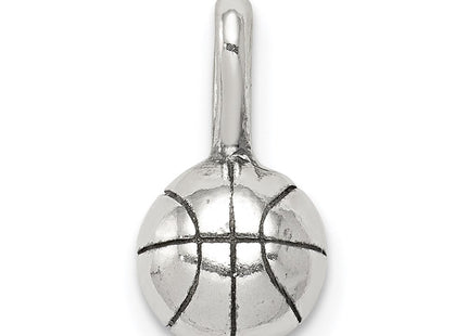 Sterling Silver Antiqued Basketball Charm (Style QC1465)